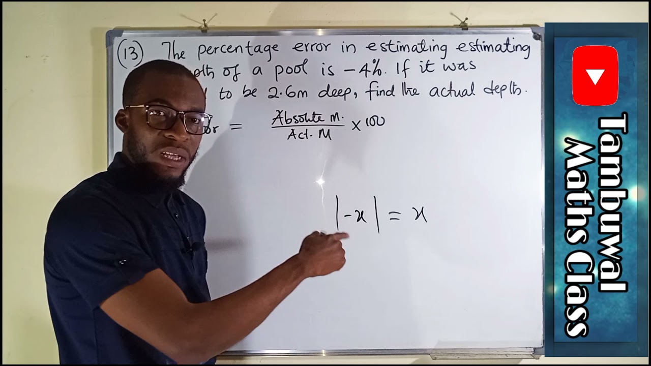 NECO 2020 Question 13 | Percentage Error