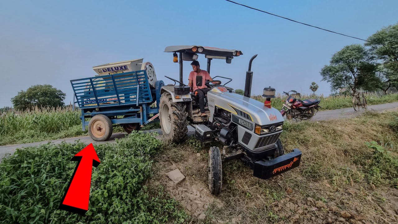 Today’s hard work with my Eicher 380 and thresher — pure farming vibes!