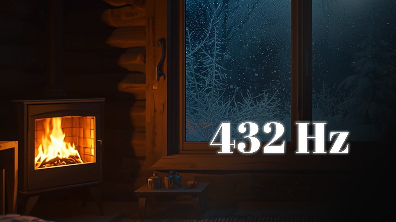 Cozy Fireplace Ambience 🔥 432 Hz Warm Night for Sleep, Relax & Study (1.5 Hours)