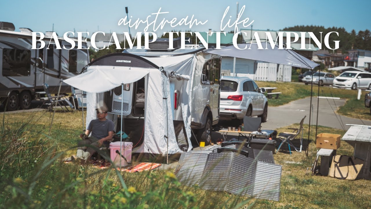 Airstream Basecamp Tent Camping at Pacific Beach | Moonshade Snow Peak IGT Tramezzino Baja Burner