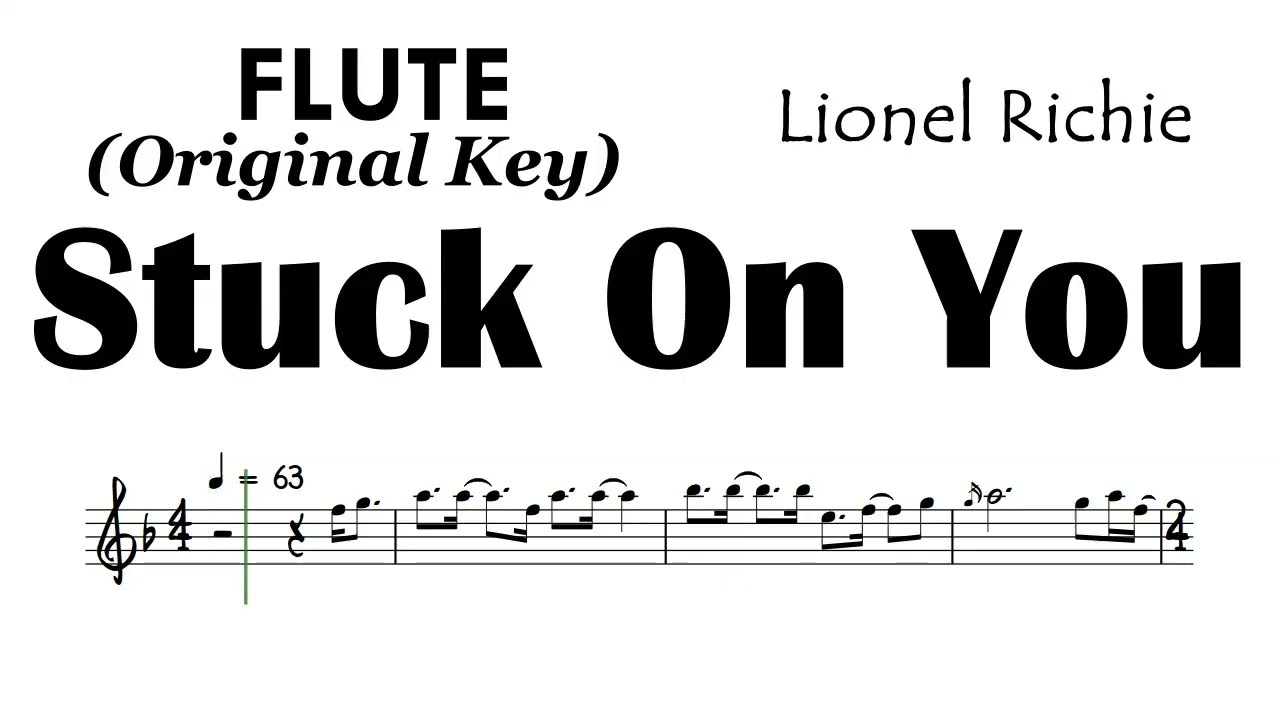Stuck On You Flute Original Key Lionel Richie Sheet Music Backing Track Partitura
