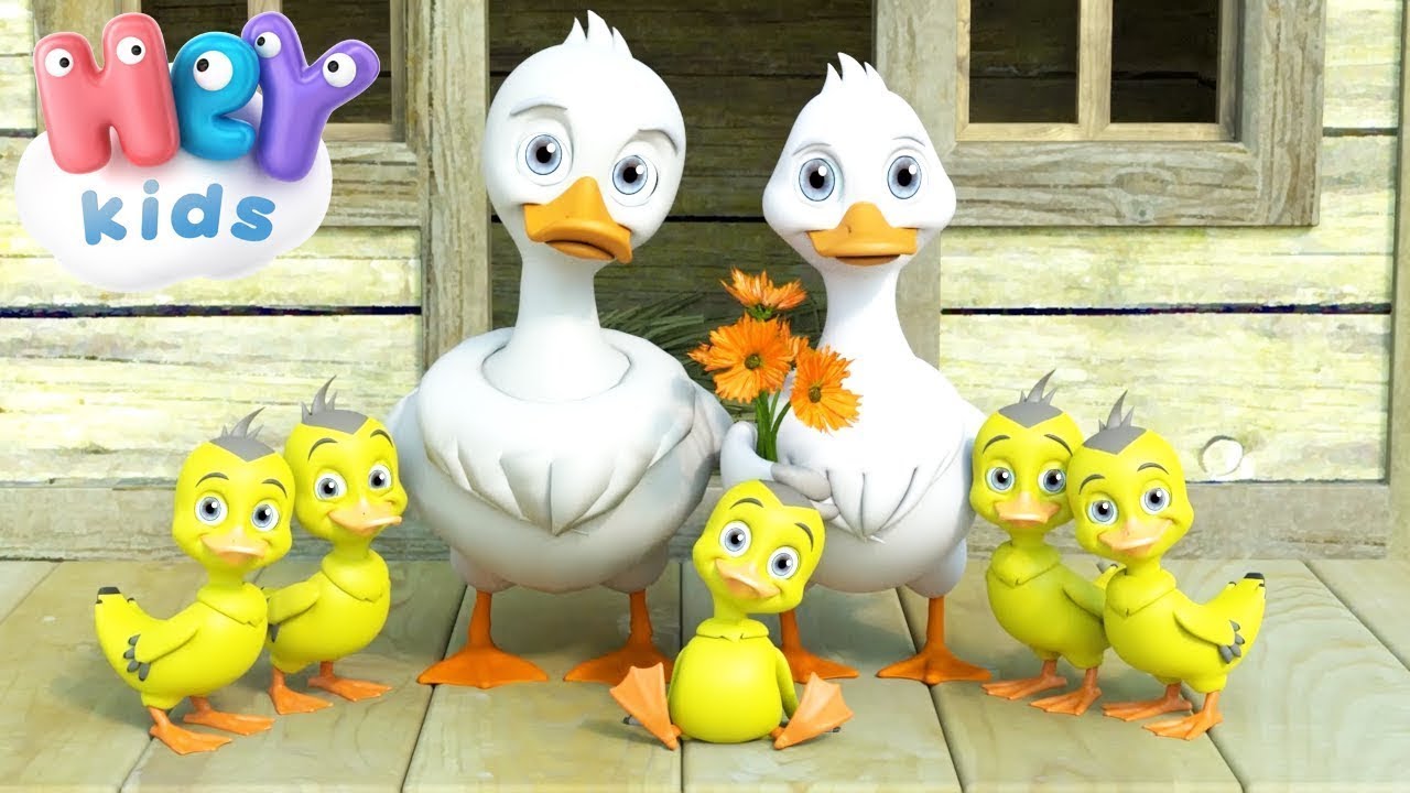 5 Mal&yacute;ch Kachň&aacute;tek - P&iacute;sničky Pro Děti | HeyKids Česky