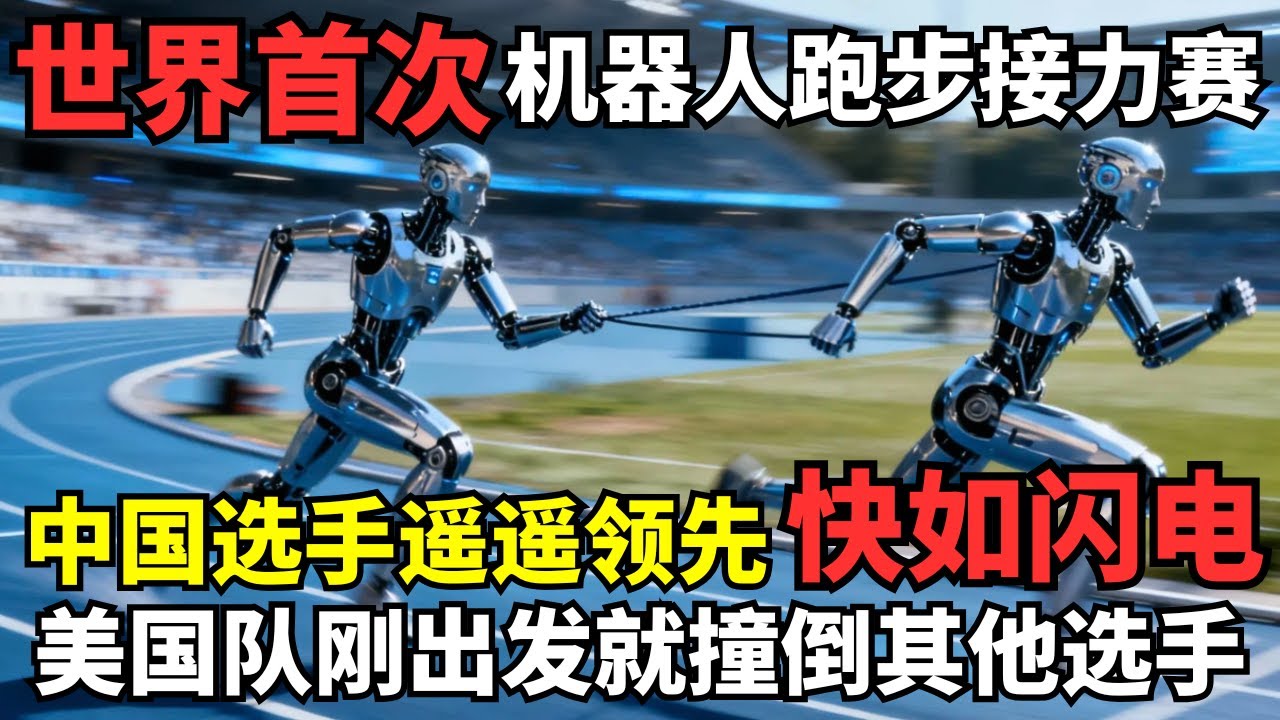 世界首次机器人4X100米接力赛! 中国机器人遥遥领先快如闪电，美国机器人跑错跑道还撞翻其他选手!｜机器人运动会
