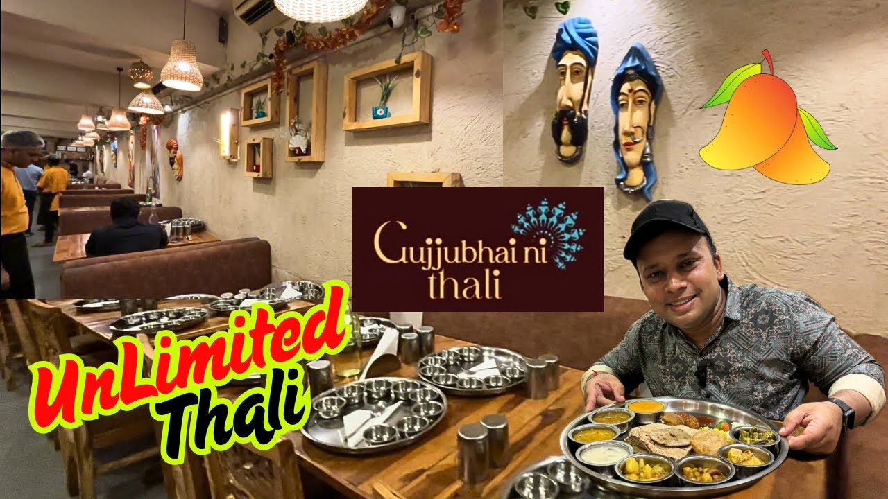 Unlimited GujjuBhai Ni Thali in Mumbai | Aamras Puri Halwa | Rajasthani Gujarati Thali | Food Vlog❤️
