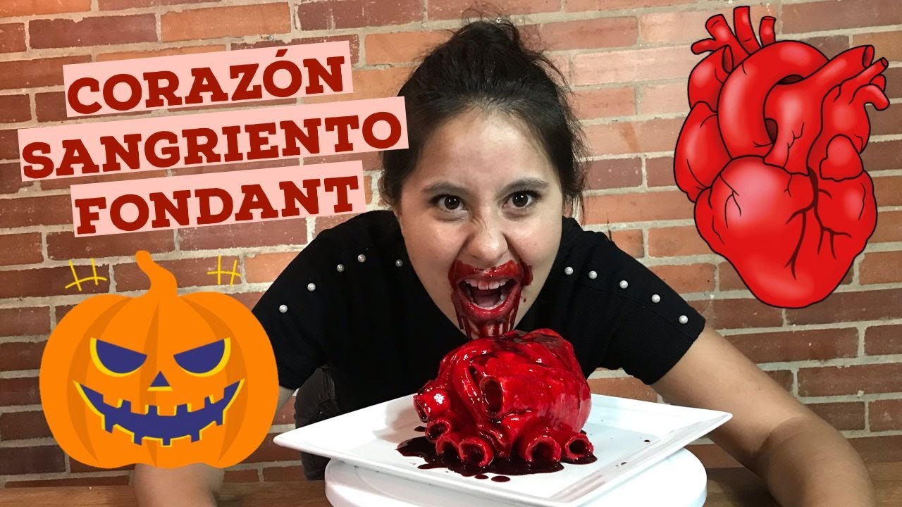 PASTEL CORAZÓN SANGRIENTO hecho con FONDANT