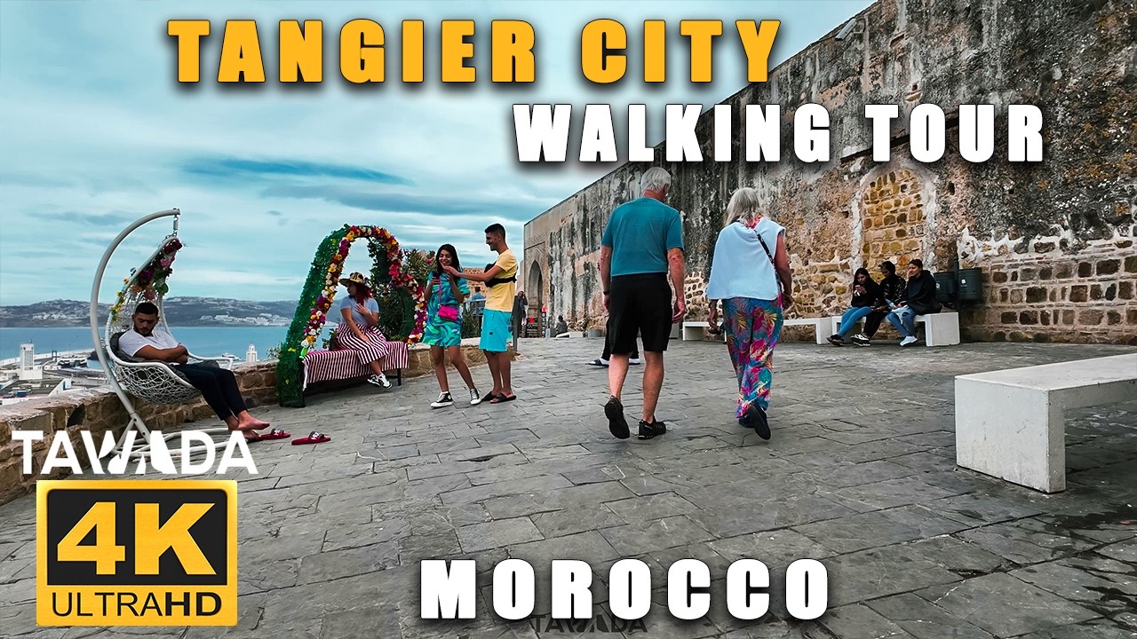 Tangier city DAY TO NIGHT walking tour 2024 - Morocco 4k UHD