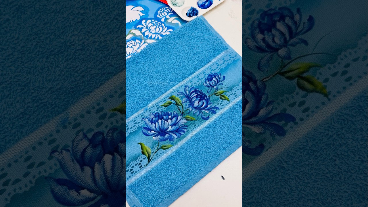 🌸 Como Personalizar Toalha Lavabo Arte Valetex | Passo a Passo com St&ecirc;ncil de Cris&acirc;ntemo 💙 #diy