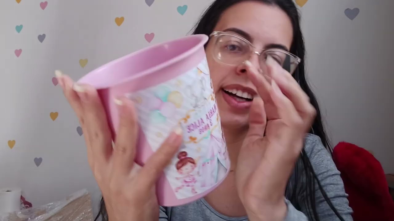 Adesivo para balde de pipoca 🍿 tema circo rosa 🎪🎠🎡 Maria Alice