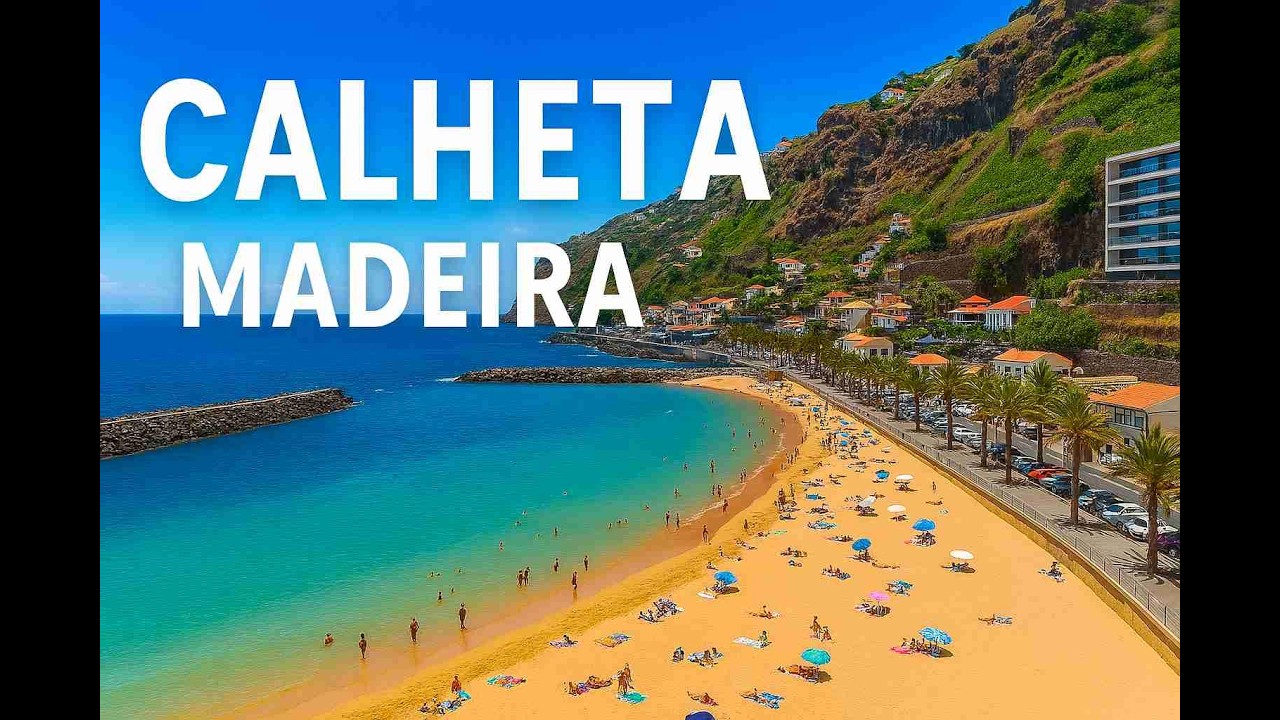 Relax in Madeira: Calheta beach, Madeira, Portugal. Drone Video 4K