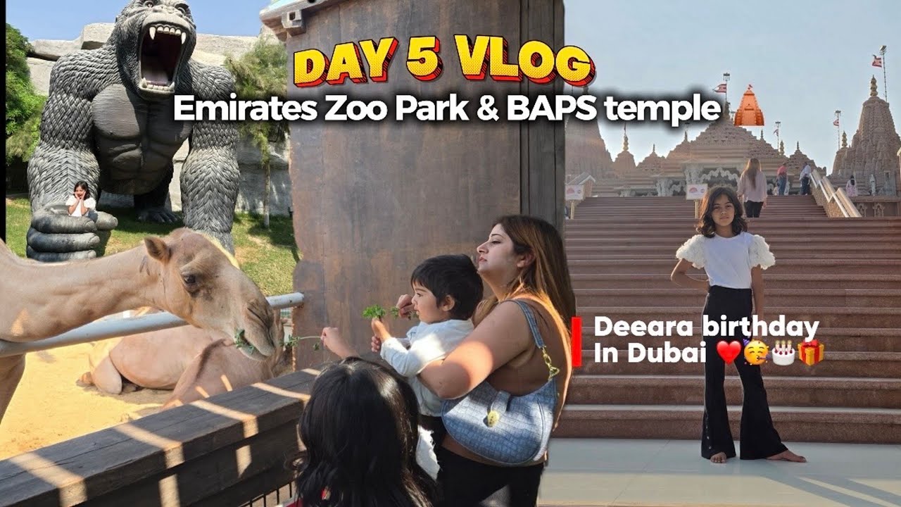 Day 5 Emirates Zoo park & BAPS Abu Dhabi || Dhanu and Deeara Family #emirates #zoo #baps 