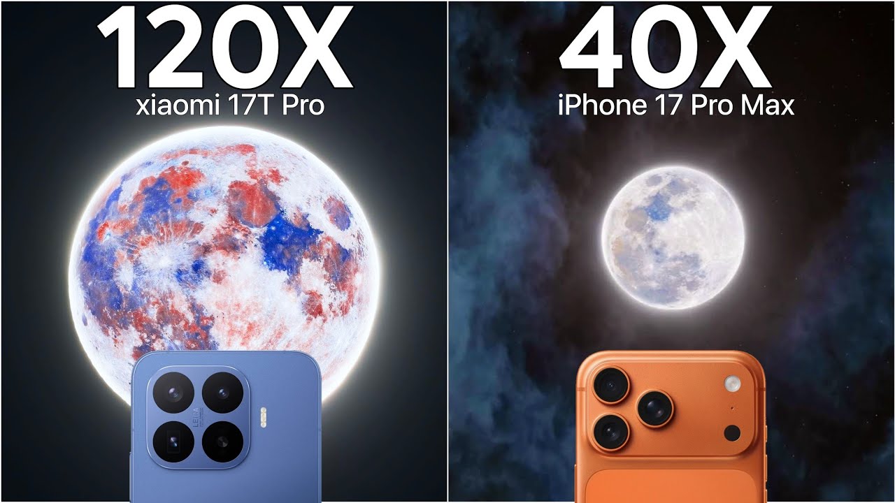 Сравнение результатов Live Zoom на Xiaomi 17T Pro и iPhone 17 Pro Max.