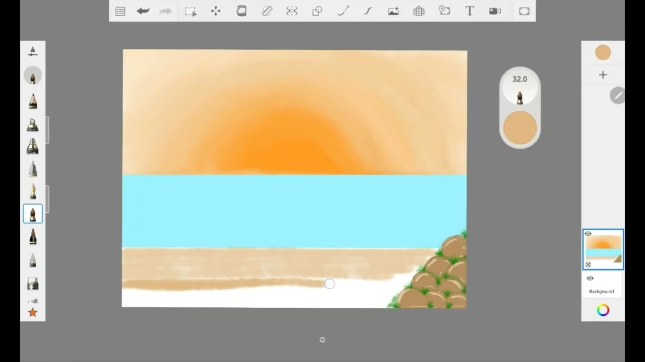 Drawing a scenery with sea 🌊 by using autodesk sketchbook. 🖌️