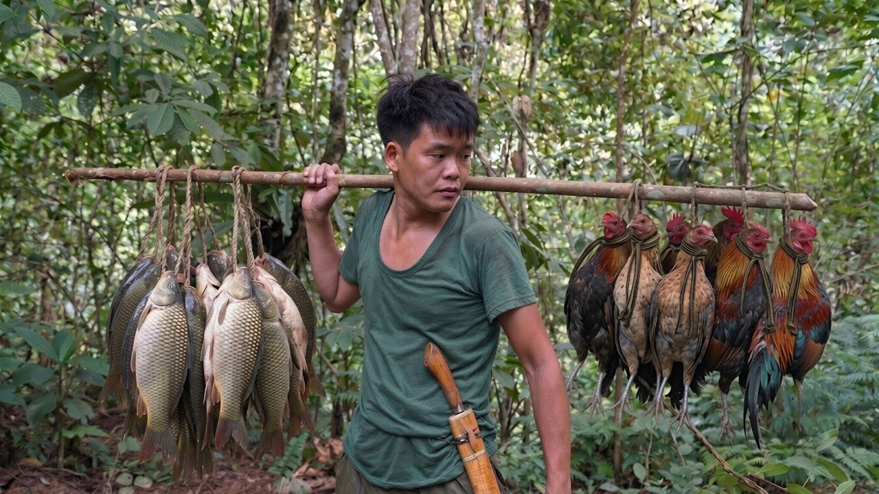 Life in the Wilderness: After the Rain | Wild Chicken Trap & Primitive Fishing, SURVIVAL SKILLS 2