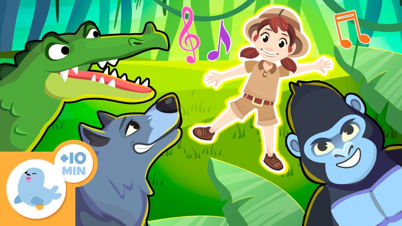 🐒🦁 Песня о диких животных для детей 🦒🐊 Словарь животных джунглей для детей🦓🐅