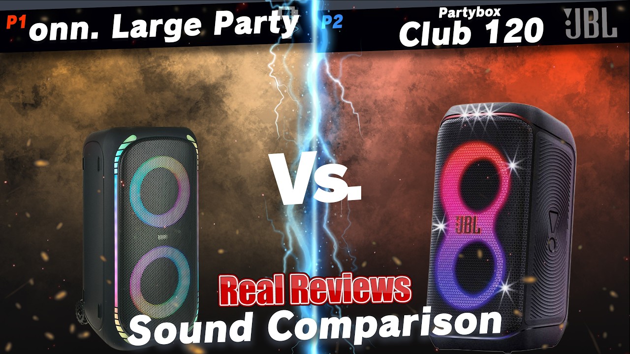 JBL Partybox Club 120 VS onn. Large Party Speaker Sound Comparison