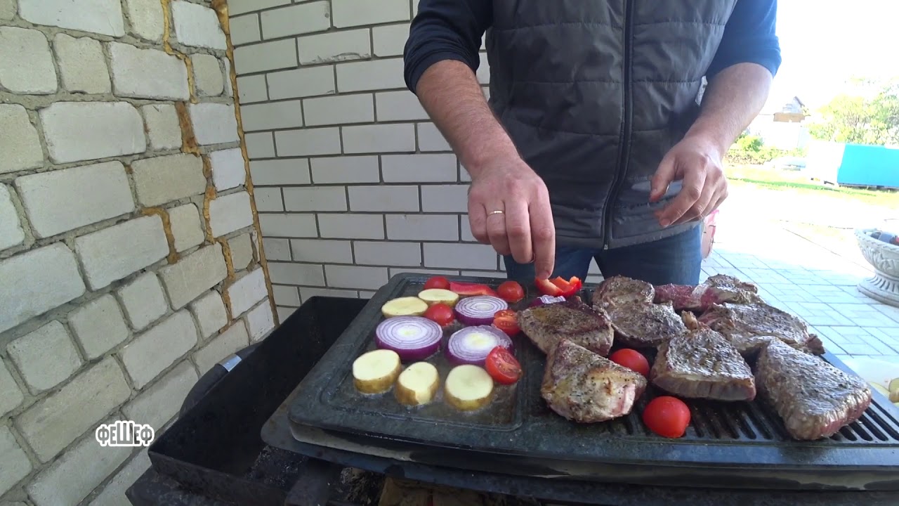 Готовим Стейк на Камне Мясо На Камне  ФешеФ Камень гриль