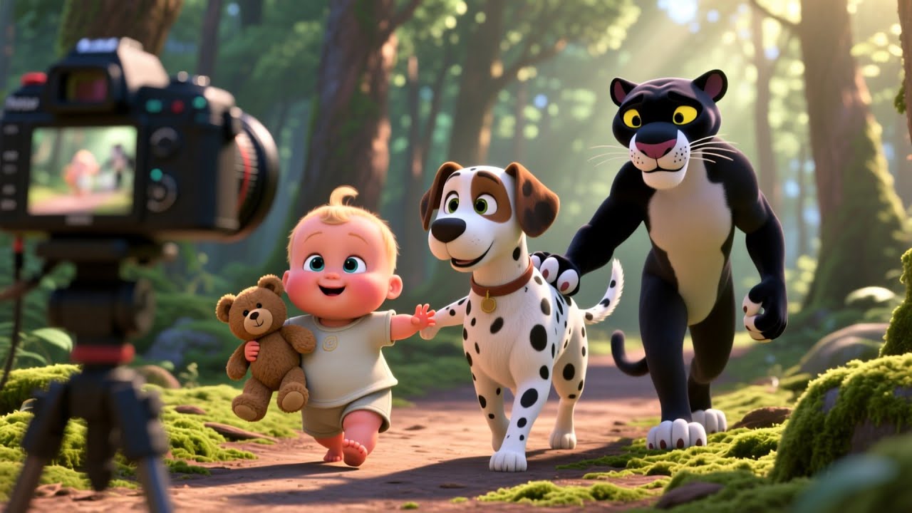 Panther and Dog Friends with Baby 🐆🐶🍼 | Fun Kids Adventure Song | Playful Nursery Rhyme
