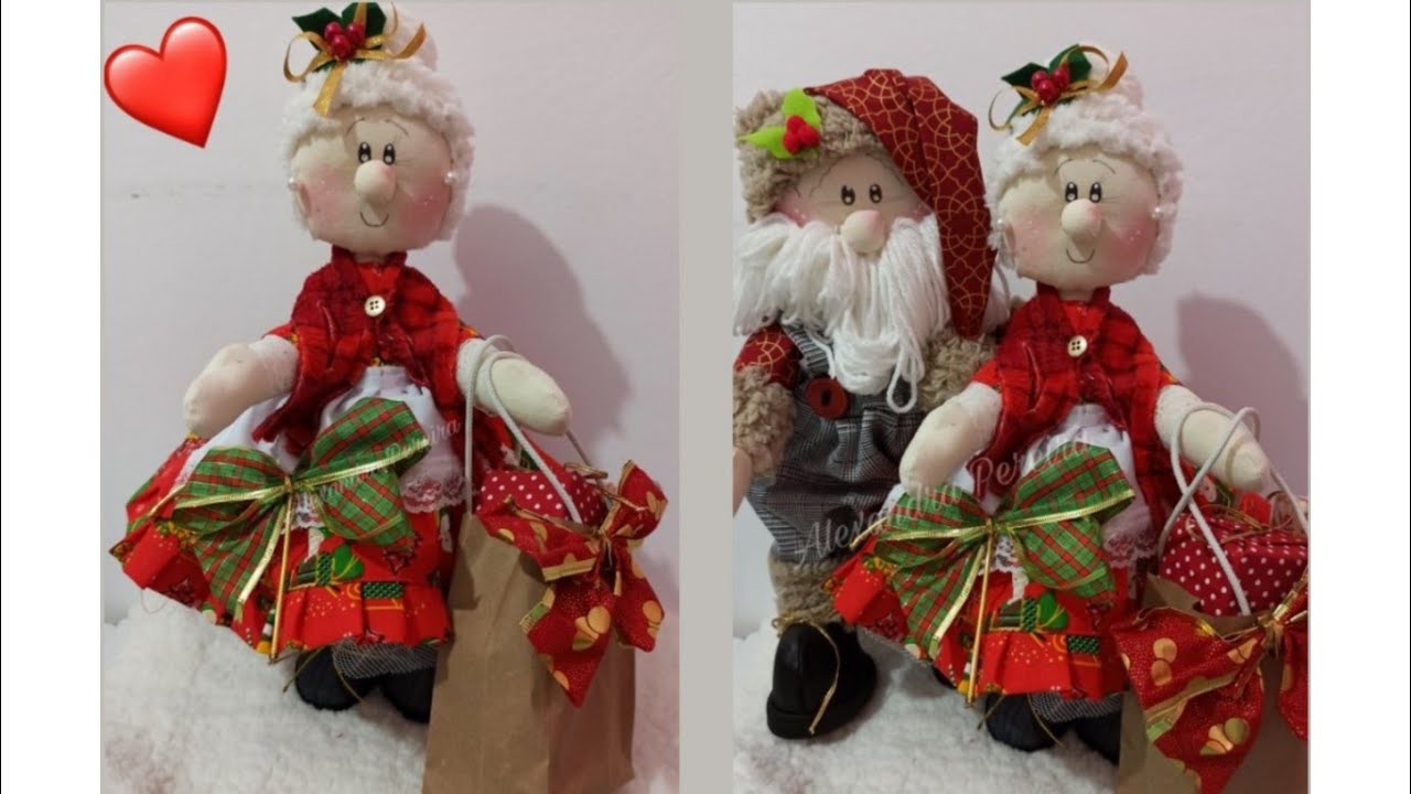PARA TUDO 😁🥰 COMO FAZER MAMÃE NOEL ARTICULADA EM TECIDO ❤️🤶