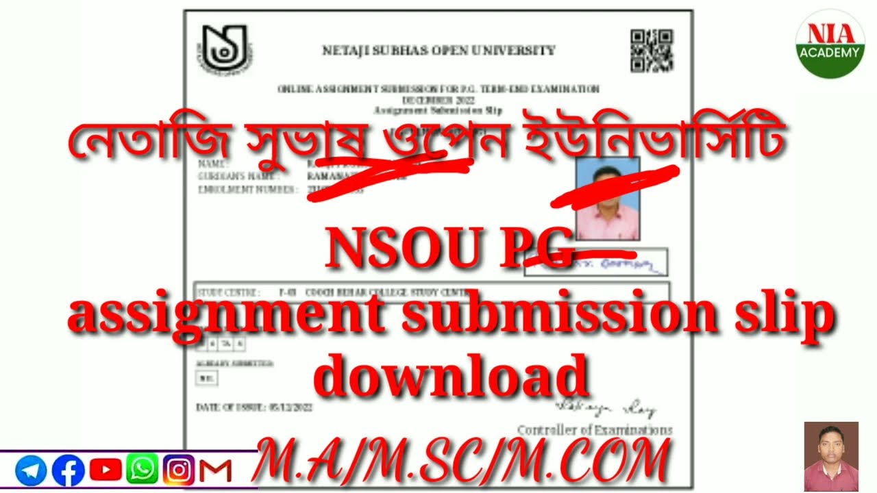 NSOU PG assignment submission slip download|| admit card download 2022||NSOU.pcdpkol.com/M.A/M.SC/