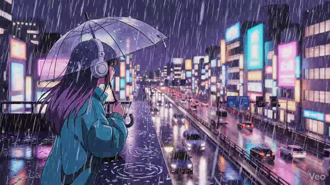 Calm Rainy Night 🌧️ Lofi Chillhop in Japanese Neon City
