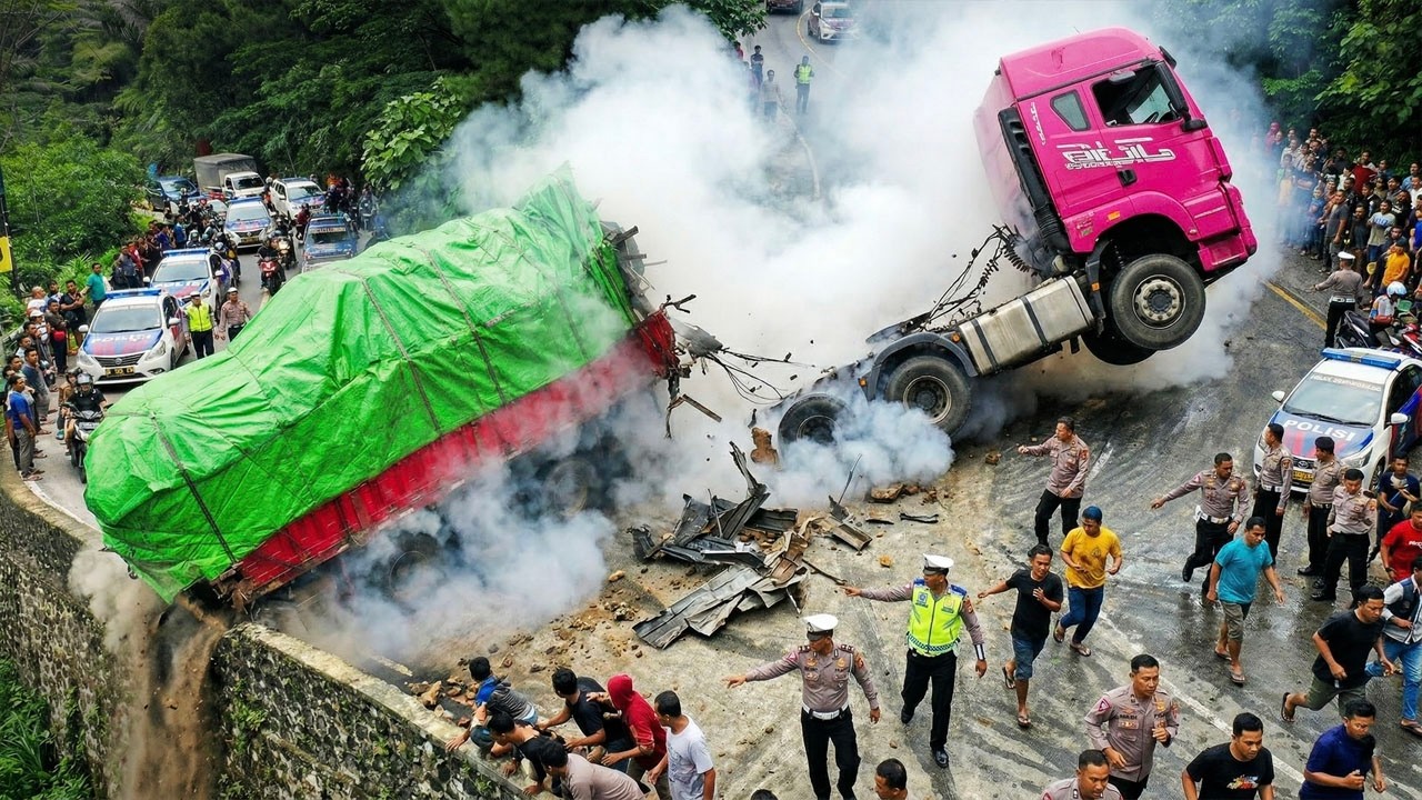 DRAMATIS !!! SANGAT JELAS TEREKAM, Detik Detik Truk Siba Surya Putus Gandengan di Sitinjau Lauik