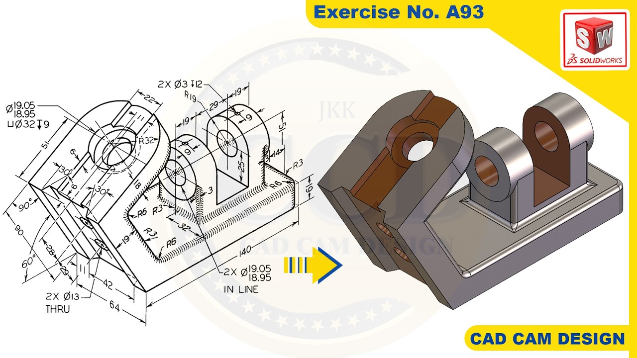 SolidWorks Tutorial for beginners Exercise A93