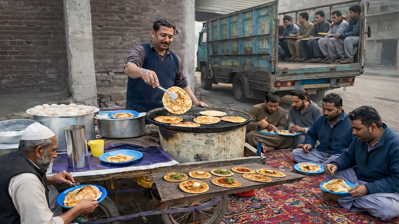 100 RS BREAKFAST CART 😍 PURE PUNJABI HUGE ALOO SAAG PARATHA IN INDUSTRIAL AREA | STREET FOOD WORLD