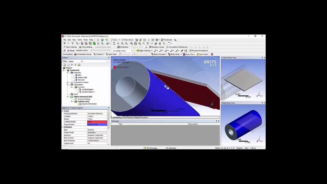 Metal rolling process in Ansys workbench 17