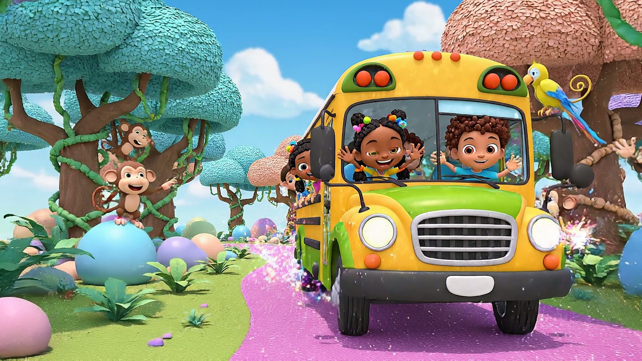 Wheels on the Bus Jungle Safari Ride | Wild Animal Bus Song for Kids