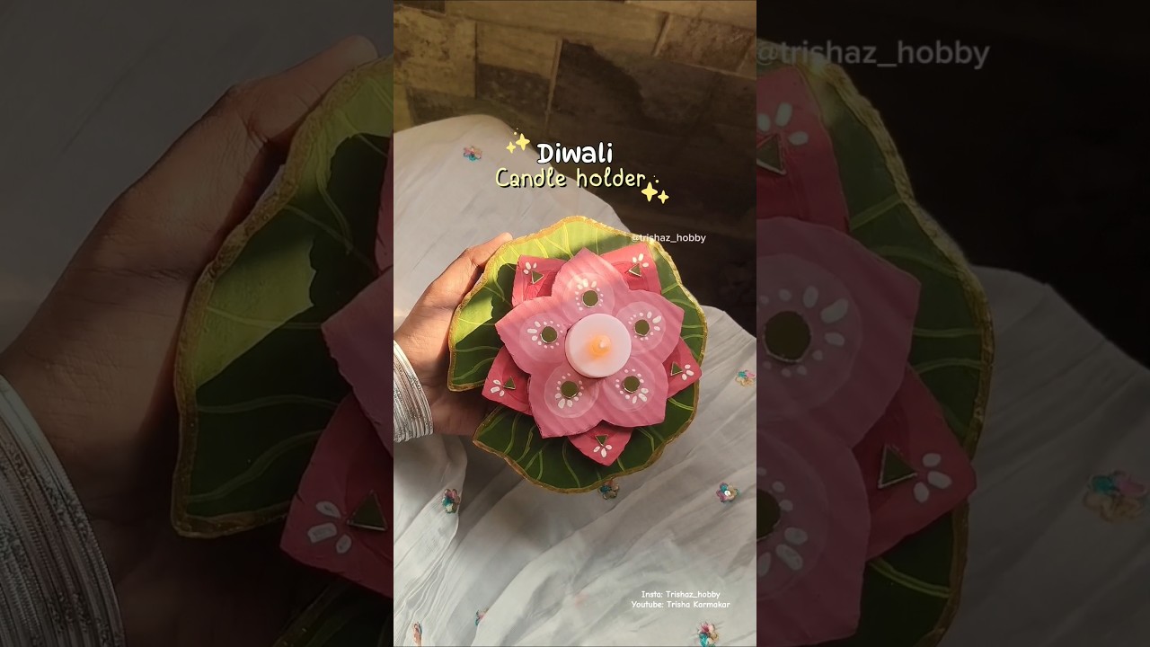 Prettiest Diwali Candle holder🪷 ideas using cardboard #viralvideo #diy #diwalidecoration #diwali