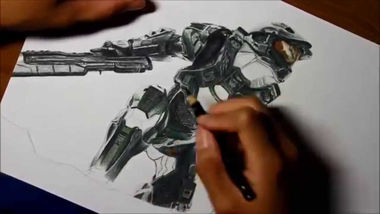 Time Lapse Drawing: Master Chief from Halo