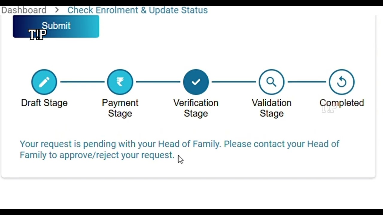 Aadhaar Address Update Status Pending | Your request is pending with your Head of Family.