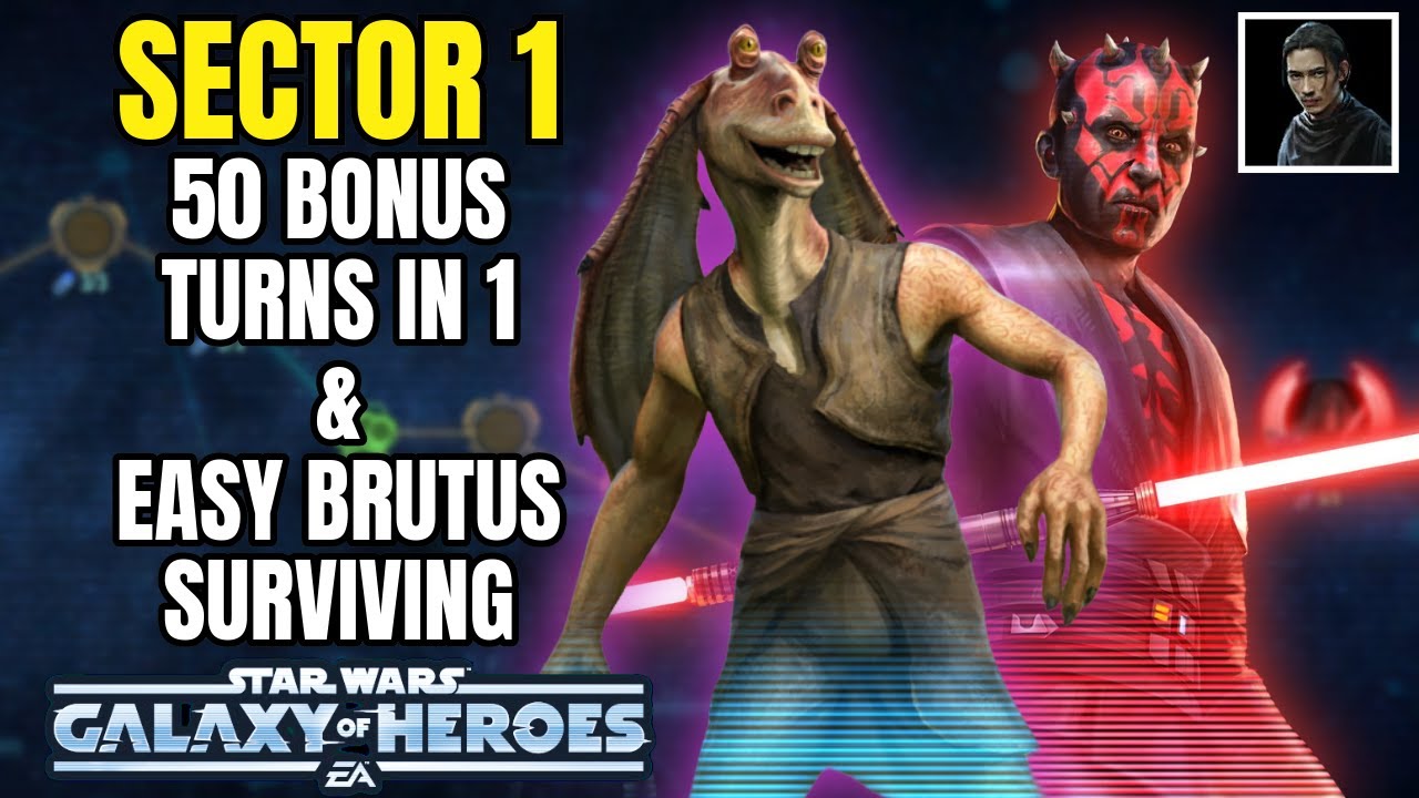 All Sector 1 Feats! 50 Bonus Turns in 1 Battle! Easy Brutus Surviving | SWGOH