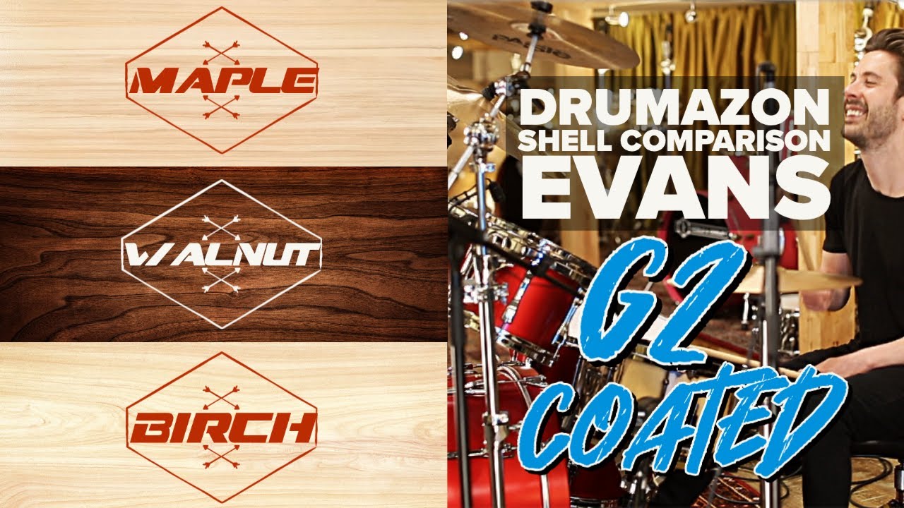 Evans Genera G2 Coated Tom / Drum Head Shell Comparison - Maple | Birch | Walnut from Drumazon