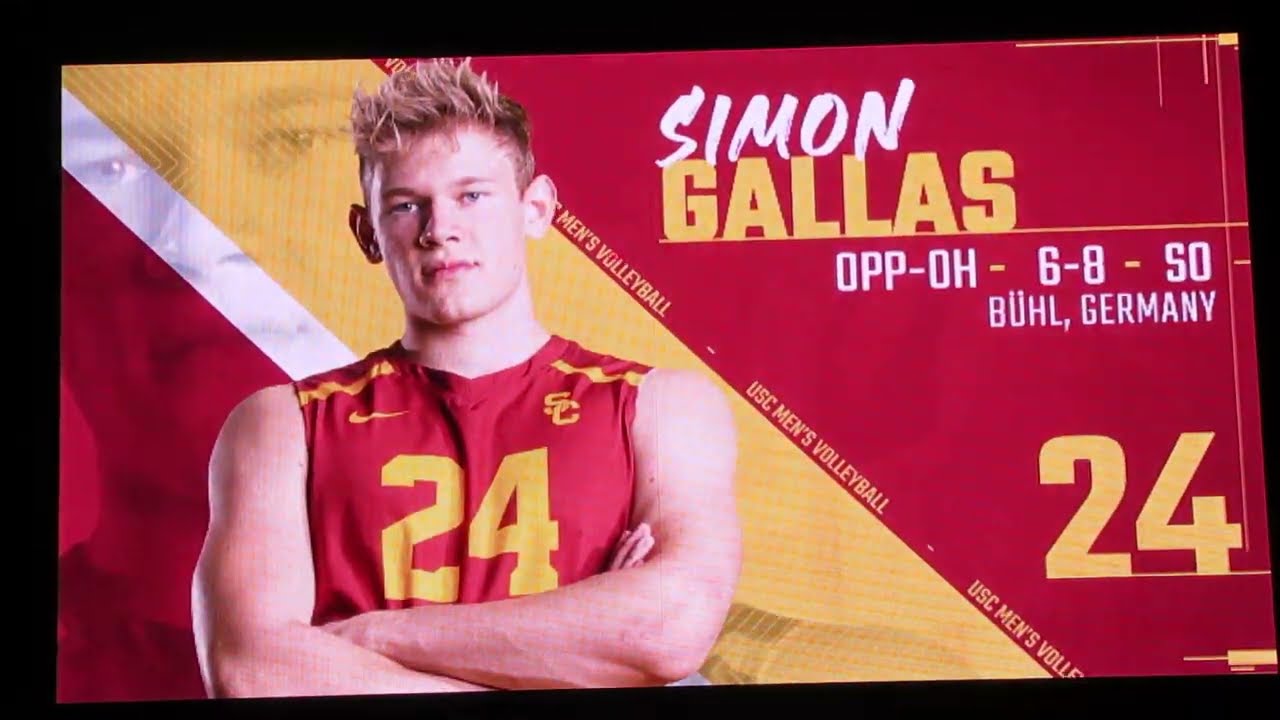 trojancandy: Meet the 2022 USC Men's Volleyball Team on the Galen Center big screen.