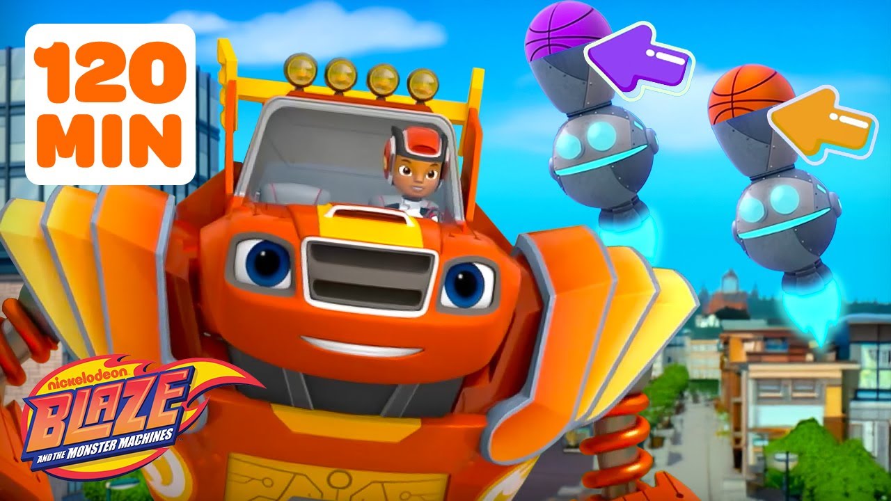 Blaze's Spot the Difference Game & Crusher Builds Robots MASHUP! | Blaze and the Monster Machines