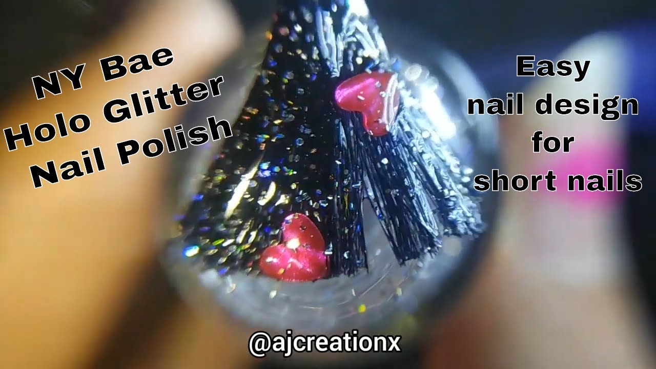 Swatch of NY Bae holo glitter Nail Polish Moonlight Collection|Easy cute nail design for short nails