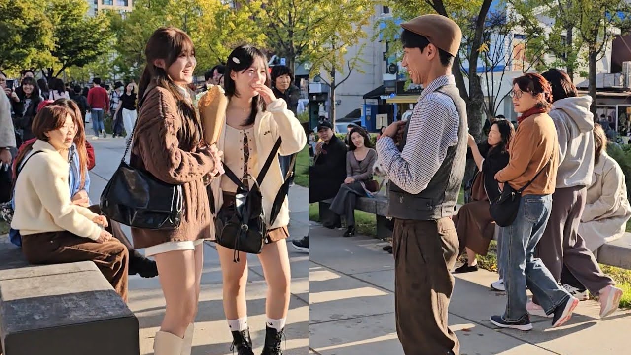 아무나 붙잡고 물총싸움  Water gun fight with a stranger