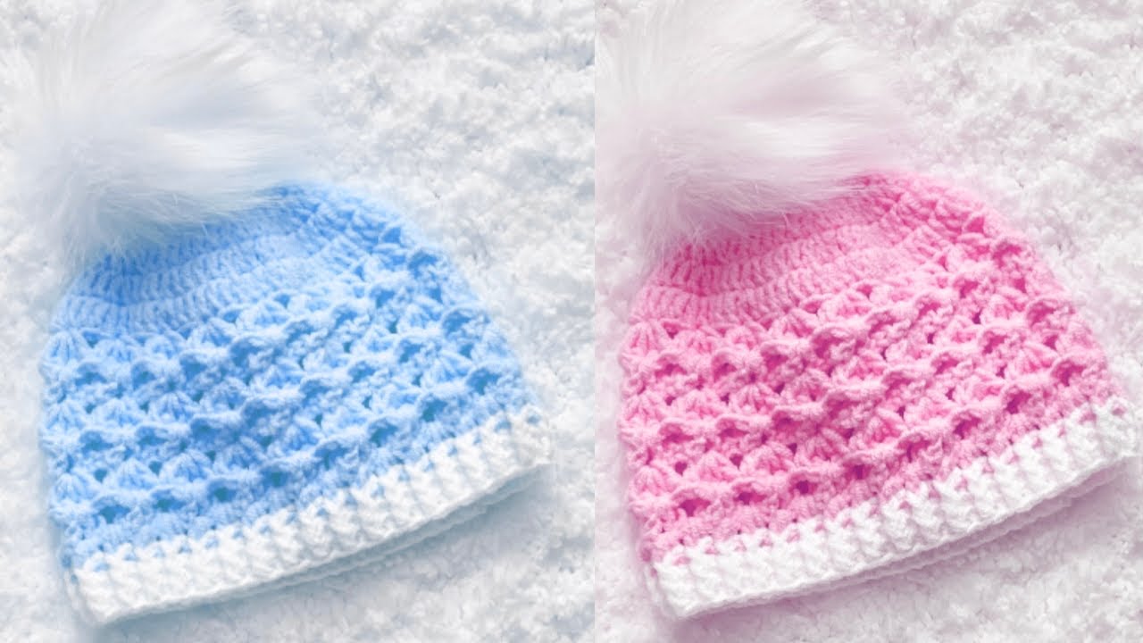 HERMOSO PATRON DE CROCHET! Gorrito para bebe con ganchillo TEJELO EN TODAS LAS MEDIDAS PRINCIPIANTES