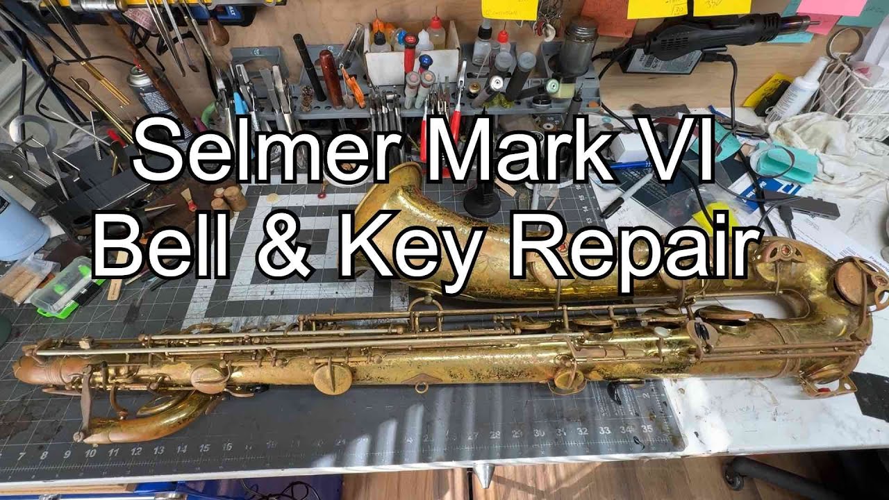 Mark VI Bari Sax Bell  & Key Repair- band instrument Repair-