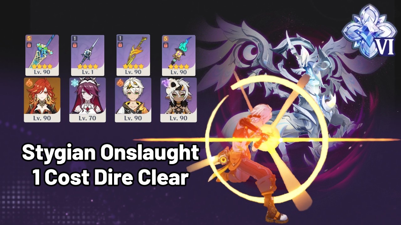 [6.5/Luna VI Stygian Onslaught Dire] 1 Cost Mavuika 106s Frostnight Herra Clear | Genshin Impact
