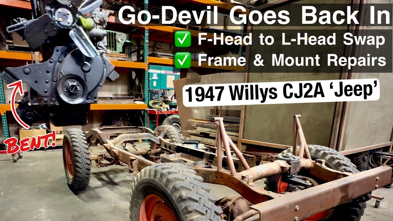Willys CJ2A Resto, часть 2: ремонт и тестовая установка опоры двигателя (Go-Devil Returns)