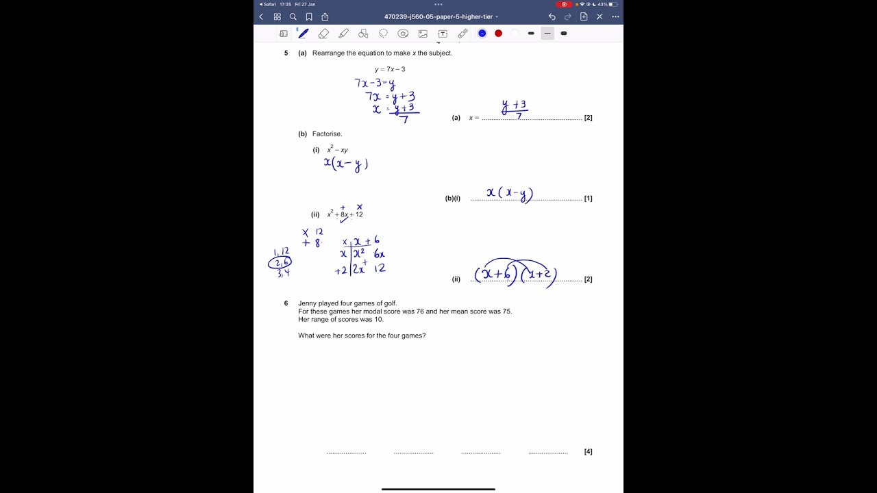 OCR GCSE Mathematics June 2017 Higher Paper 5