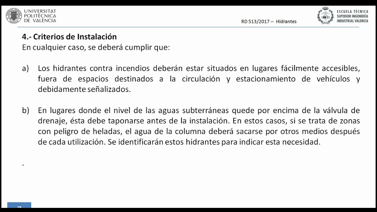 Reglamento de Instalaciones de Protección contra Incendios (RIPCI). Hidrantes | 3/9 | UPV