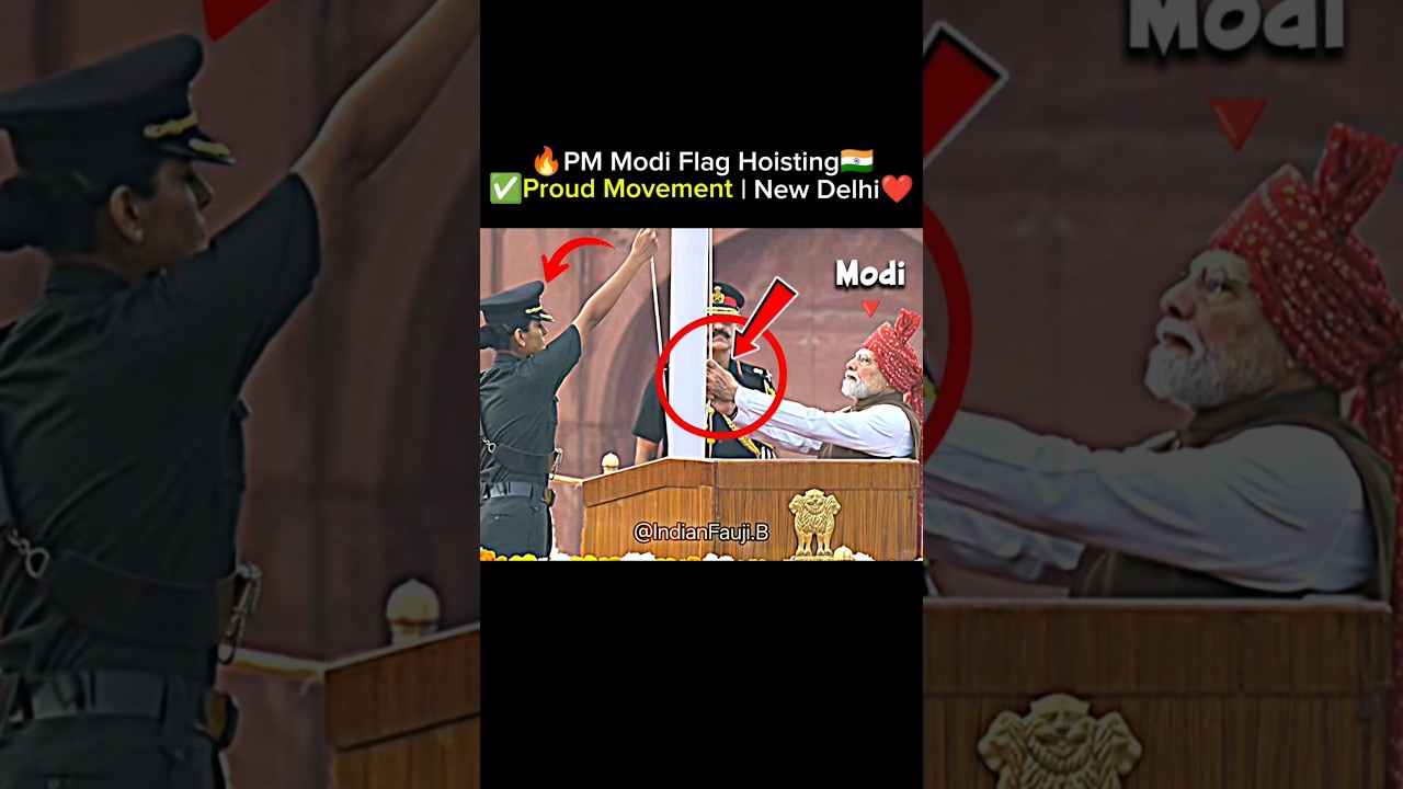 🇮🇳 PM Narendra Modi🫡 Flag Hoisting New Delhi🇮🇳 Independence Day #pmmodi #modi #army #salute #status