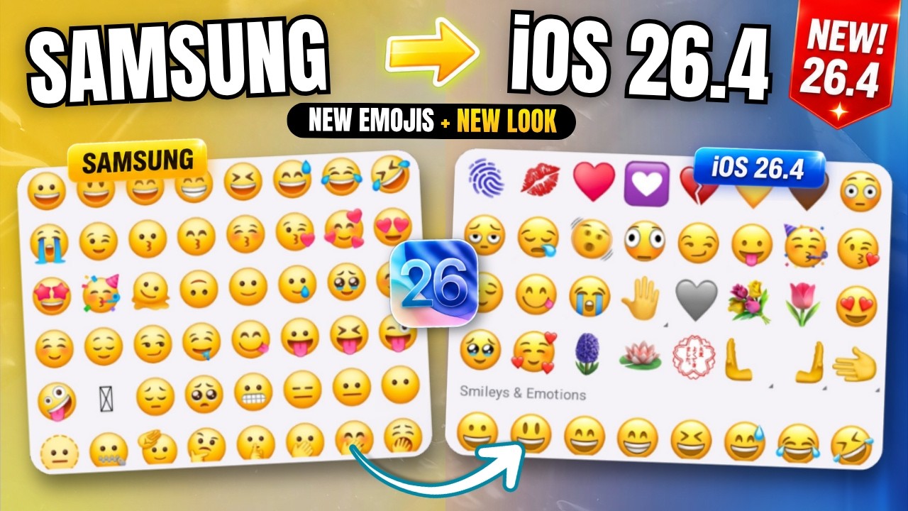 Как заменить стандартные эмодзи Samsung ONE UI на эмодзи iPhone iOS 26.4 в 2026 году