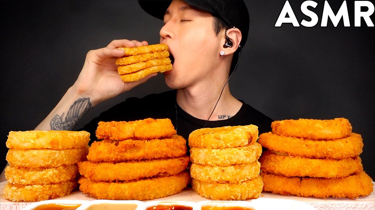 ASMR HASH BROWNS & ONION RINGS MUKBANG (No Talking) EATING SOUNDS | Zach Choi ASMR