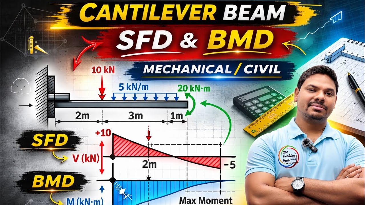 SFD & BMD l Cantilever beam l Strength of material l Mechanical & Civil