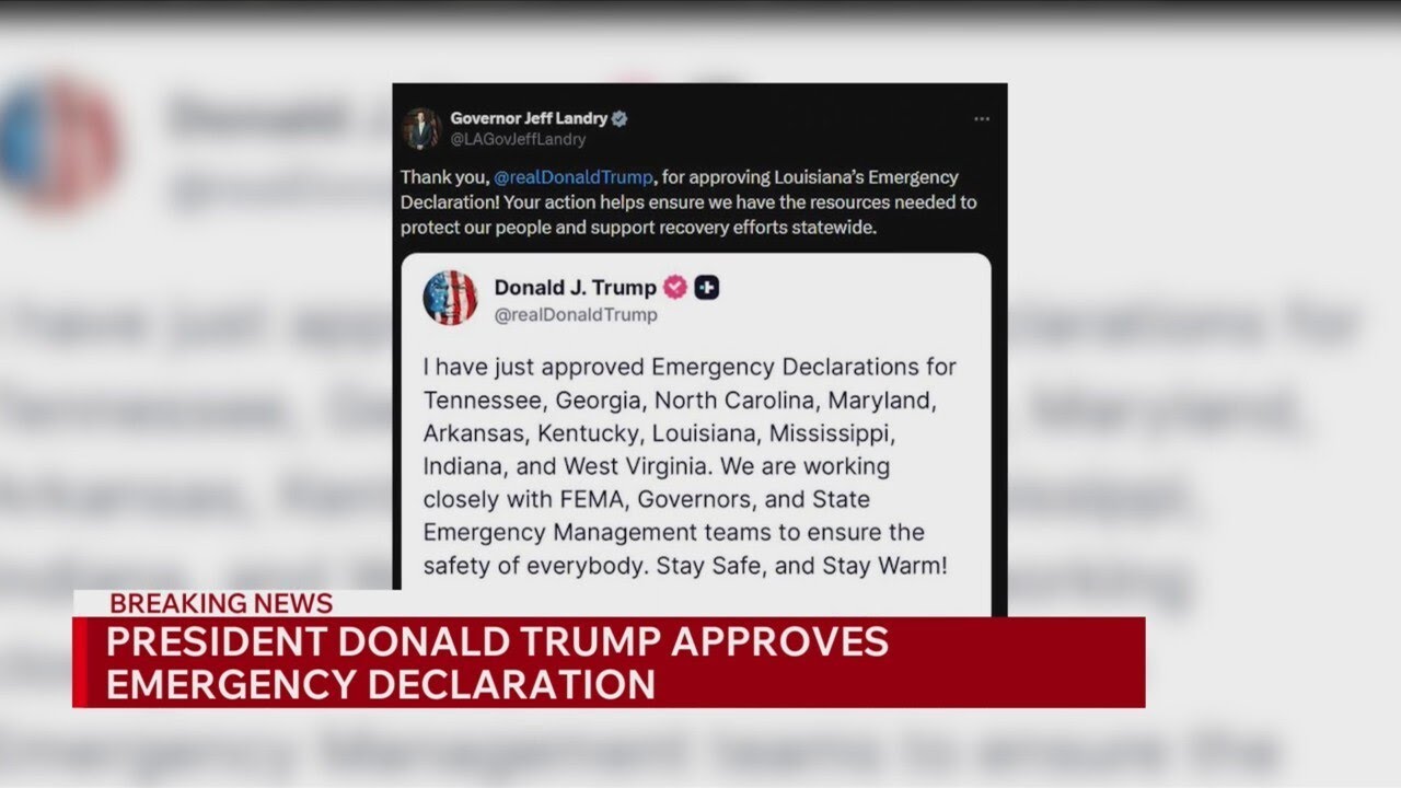 President Donald Trump approves emergency declaration for Louisiana amid winter storm