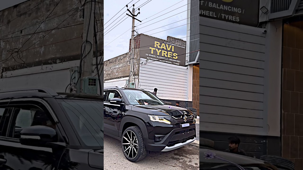 20&rdquo; WHEELS BLACK BREZZA MODIFIED @ravityres_amritsar #wheels #marutisuzuki #black #punjab #haryana